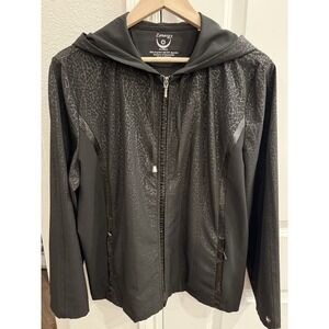 Chico's Women's Zenergy Lightweight Hooded Full Zip Jacket Black Size 2/L